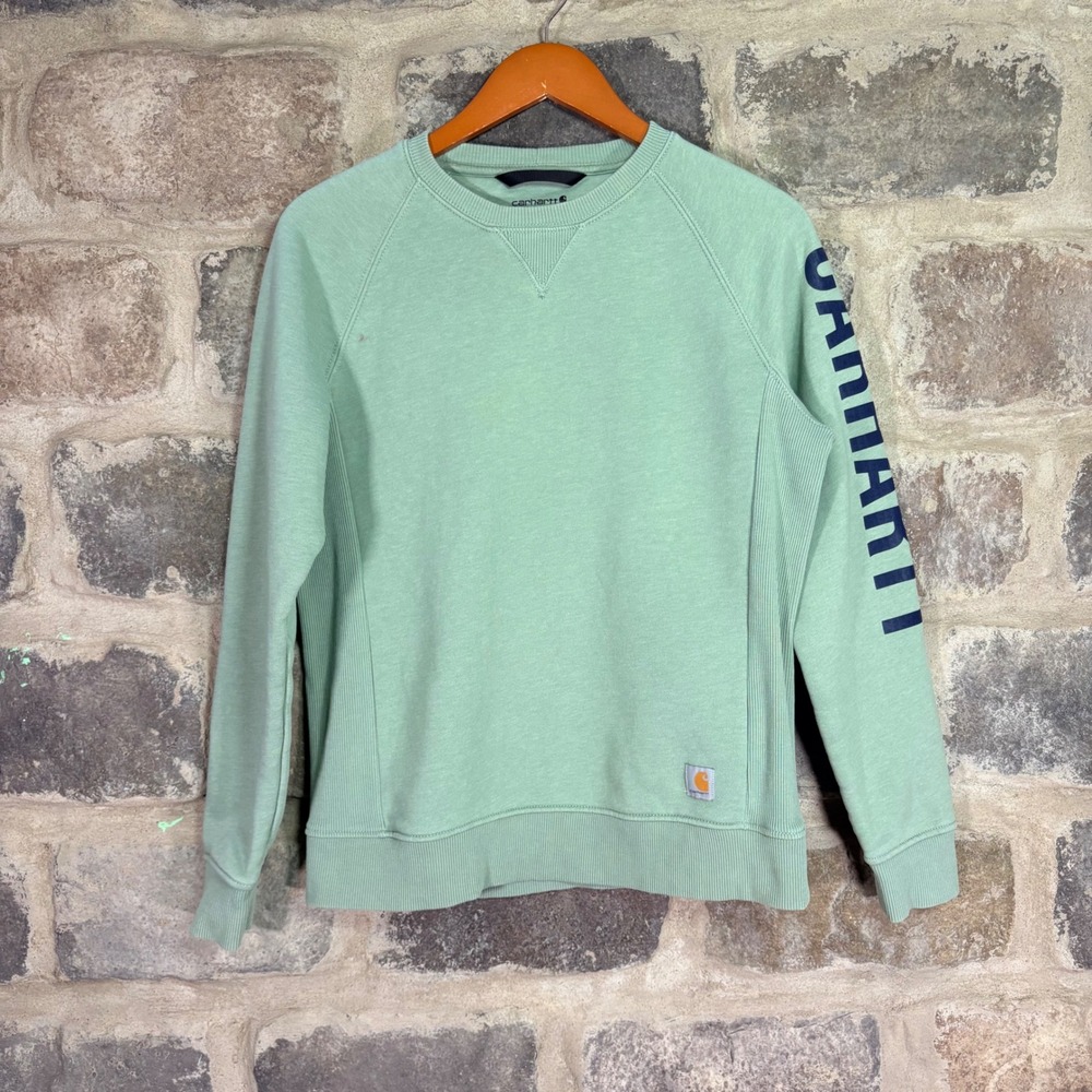 Carhartt Womens Relaxed Fit Raglan Sweatshirt Sage Green Medium Workwear